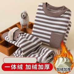Children's Fleece Warm Innerwear Set with Extra Fleece and Thickness Autumn/Winter Girls' and Boys' Knit Sweaters and Pants