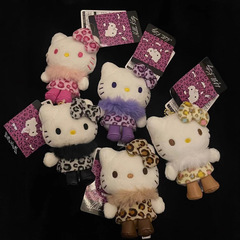 50周年毛豹紋ktストラップ甘いクール風豹紋ケイティ猫かわいいぬいぐるみかばん飾りかわいい