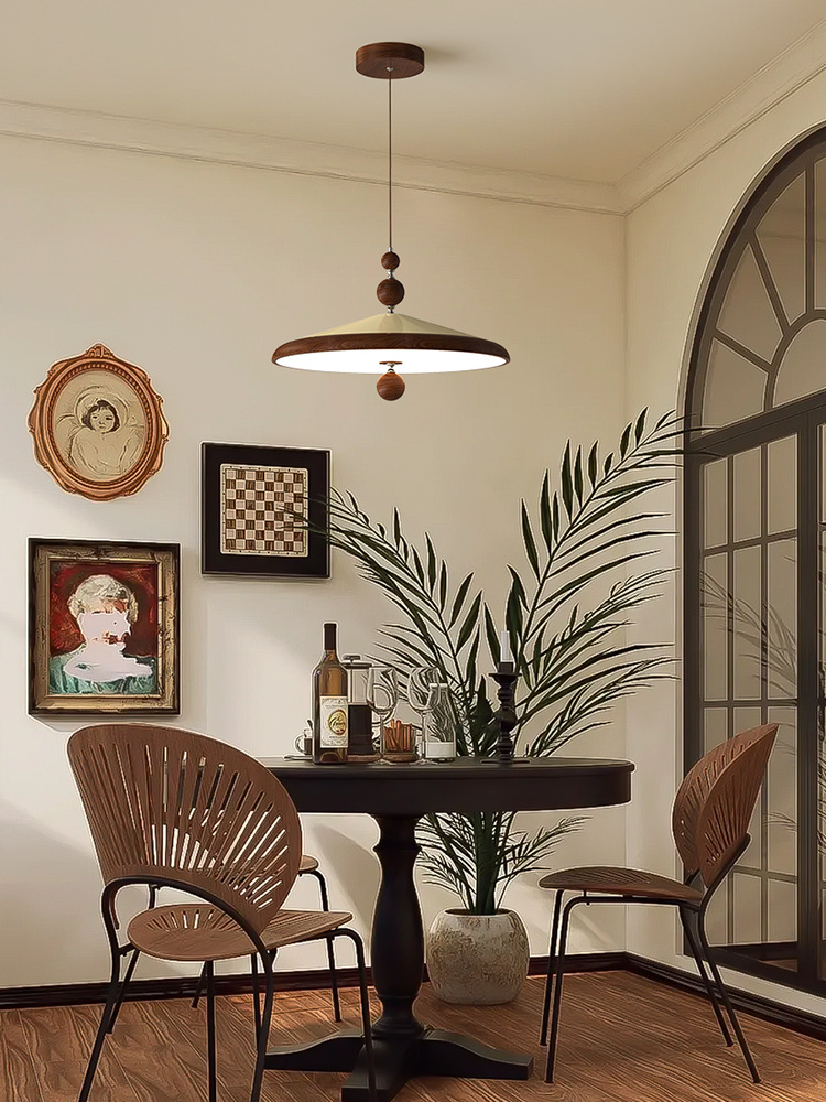 Landelier de estudio simple lámpara medieval de nuez restaurante desplazamiento antiguo plato volador de madera mecedor dormitorio protección de madera de melocotón