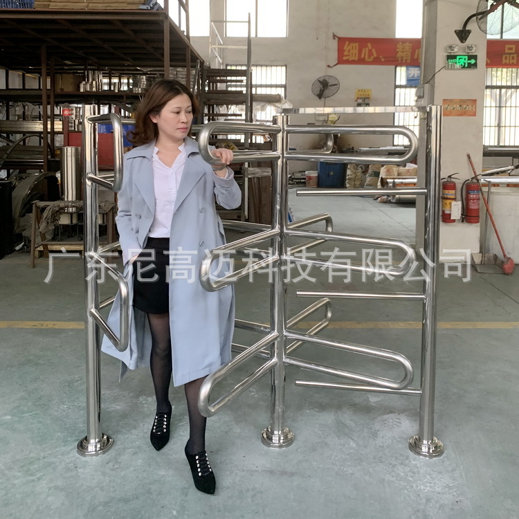 供应单向转闸旋转门十字式不锈钢栅栏挡臂手推导向控制人流滚闸机