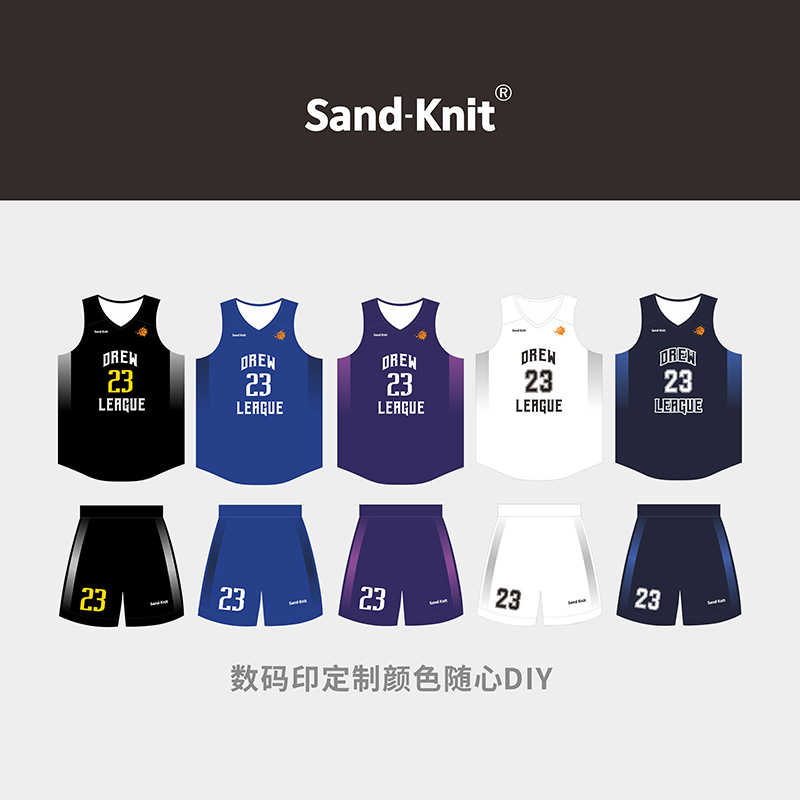 Sennett American High-End Printed Digital Printed Basketball Uniform Set American High Jersey Round Neck Printed Training Basketball Uniform