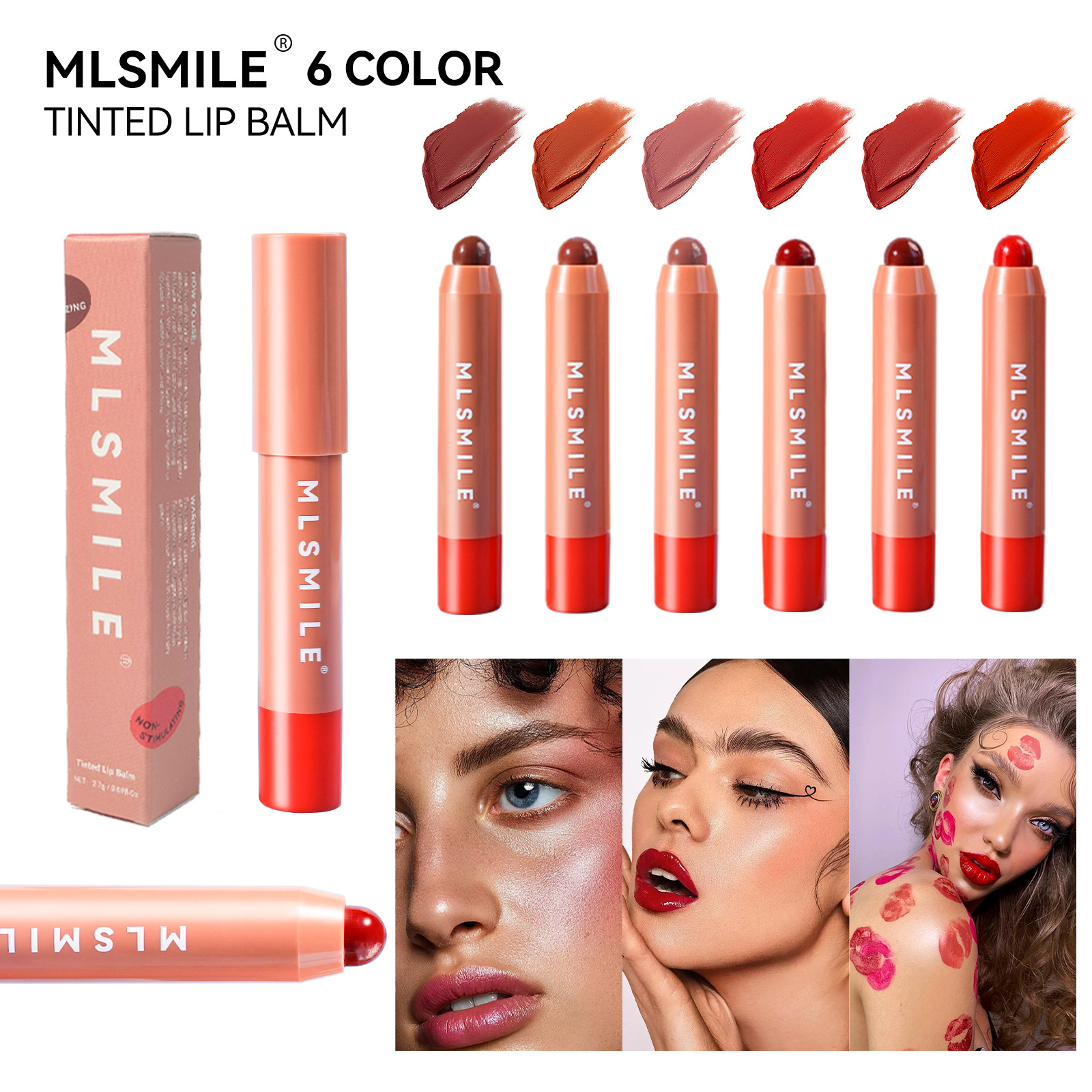 MLSMILE Cross-Border Exklusiver, farbiger Lippenbalsam und Wangen-Doppelverwendungsstift in sechs Farben – langanhaltende Feuchtigkeitspflege_voghion.com