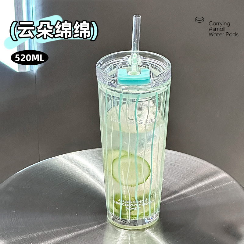 女の子向けの見栄えの良いオフィスフラワーコーヒーカップ、大容量のティーカップ、高級ガラスカップ、家庭用ストローカップ|undefined