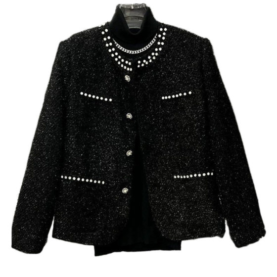 2024 new high-end sense inlaid tweed style coat design men's Korean trend inss ruffian handsome jacket trendy