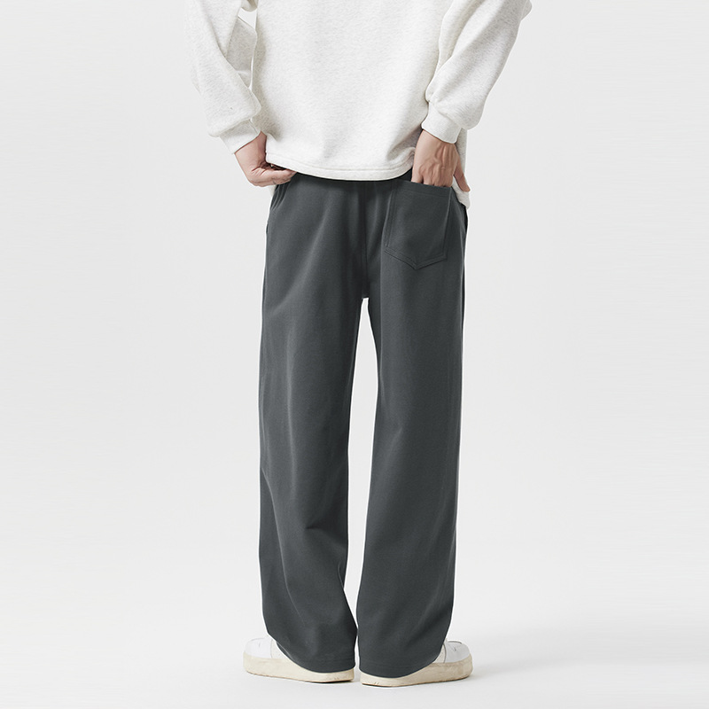 Pantalones americanos de peso pesado para hombres pantalones casuales de moda pantalones largos sueltos y rectos pantalones deportivos gris oscuro