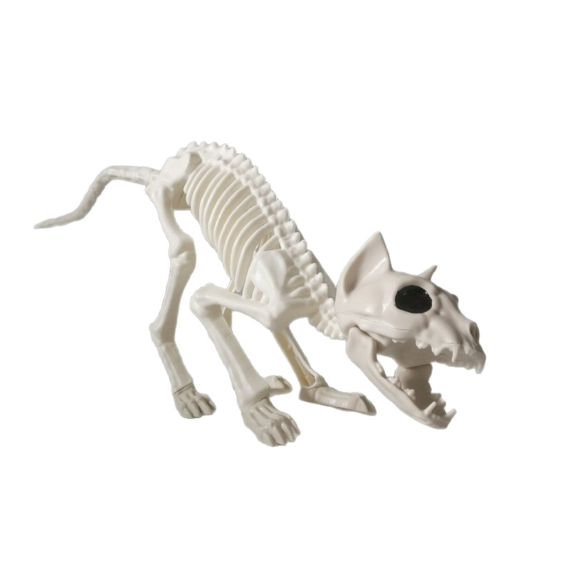 Esqueleto de Halloween transfronterizo Horror Gato Simulación Esqueleto de Animal Decoración Bar Decoración de la casa embrujada Esqueleto de gatito