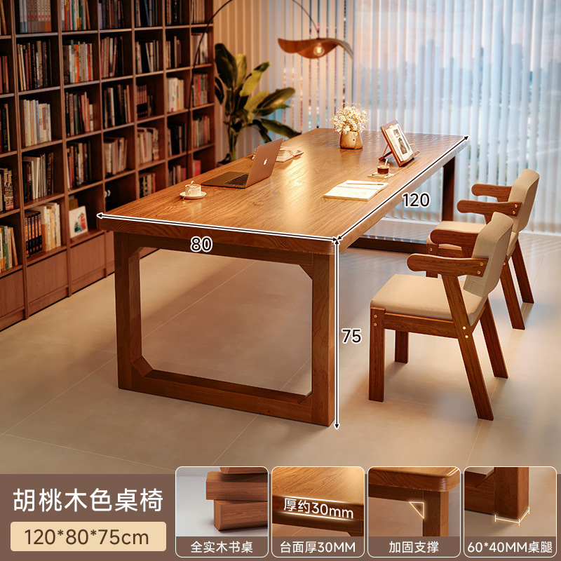 Toda la sala de estar de madera maciza, escritorio largo, escritorio de lectura y estudio, escritorio doble para el hogar, mesa de trabajo para la sala de estar
