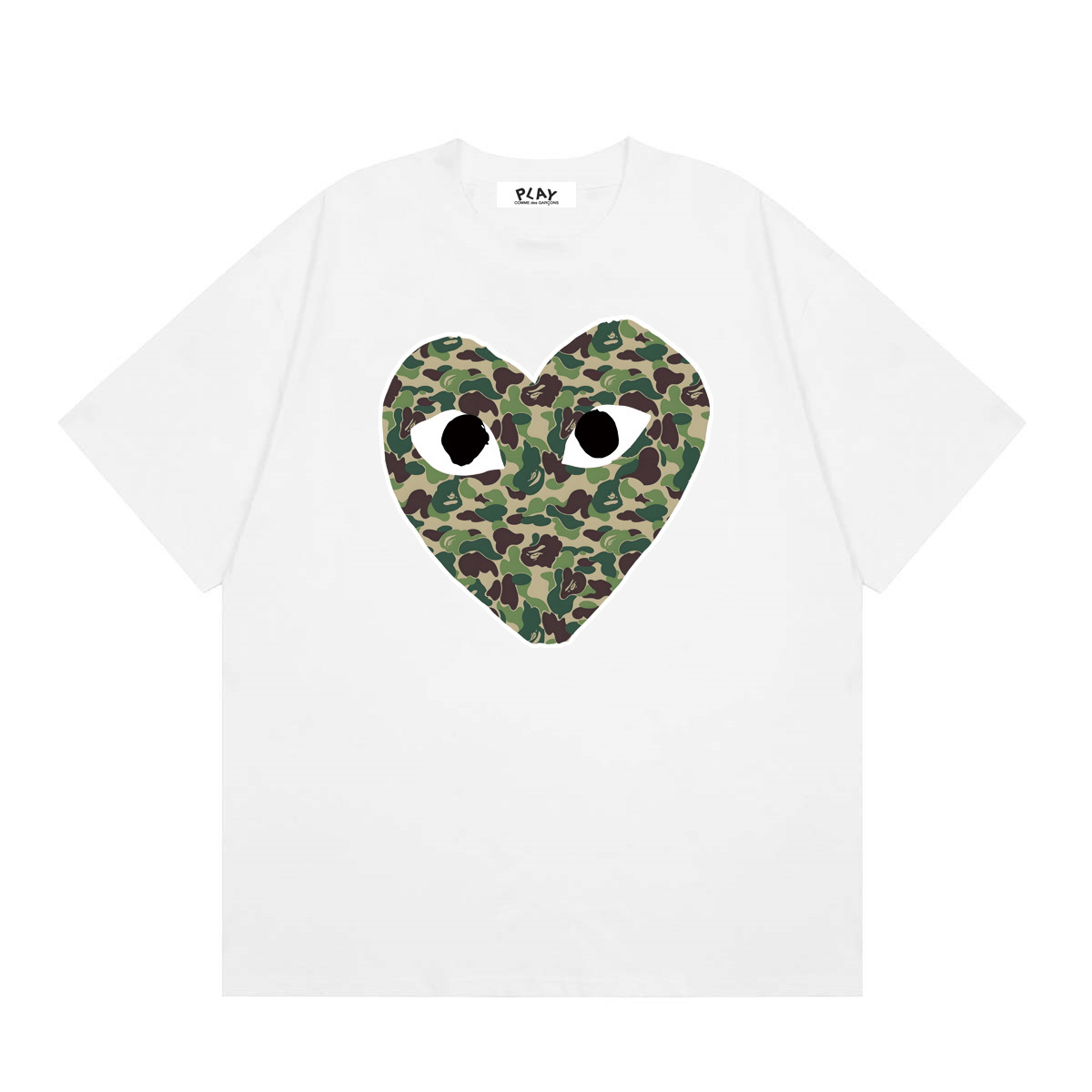 Comme des Garçons PLAY x BAPE Camo Heart T-shirt White