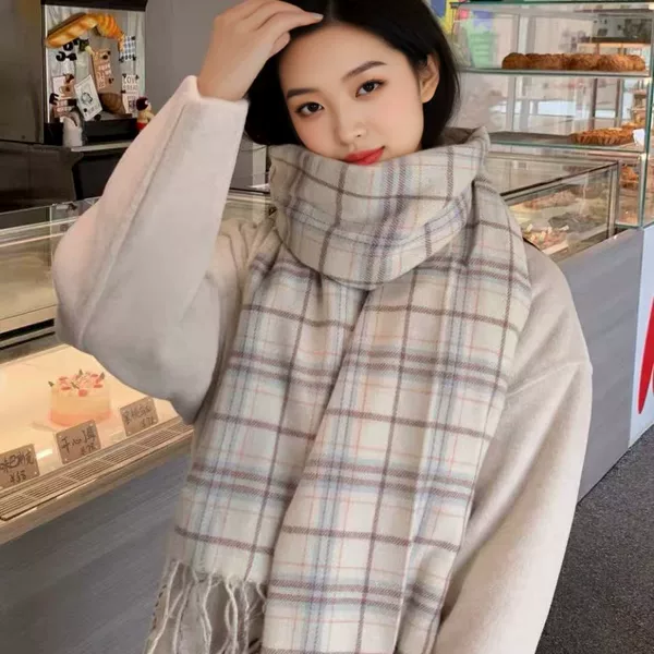 Women's Winter Scarf with a High-End Feel, Plaid Shawl, 2026 New Autumn Versatile Fashion Neck Scarf, Double-Sided Thickened Trendy Dual-Use