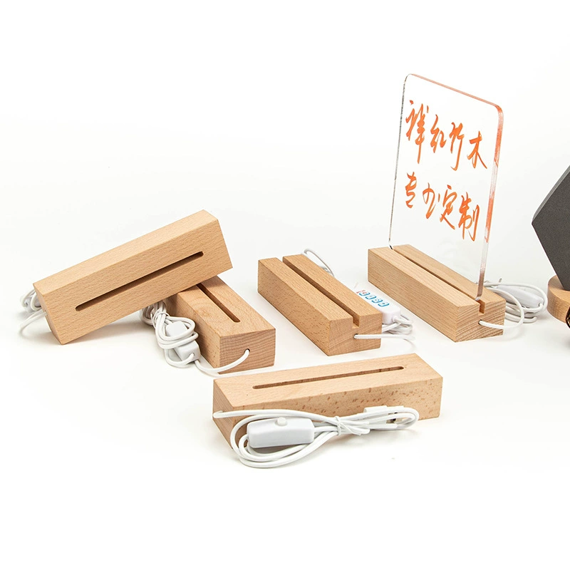LED night light, wooden base, acrylic lights