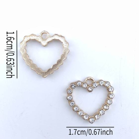 Cross-border solid color Europe and the United States hot rhinestone heart-shaped pendant diy jewelry accessories alloy bags clothing materials wholesale