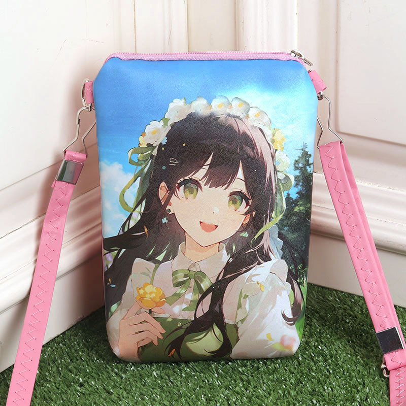 Double zipper crossbody bag - floral girl