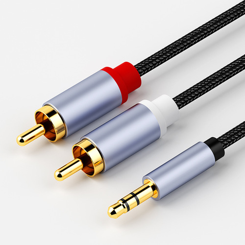 3.5mm to double lotus head audio cable one into two rca computer mobile phone connection speaker amplifier aux output line