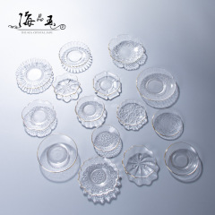 日式透明玻璃茶墊金邊加厚耐熱小碟子防燙杯墊品茗杯杯托茶具配件