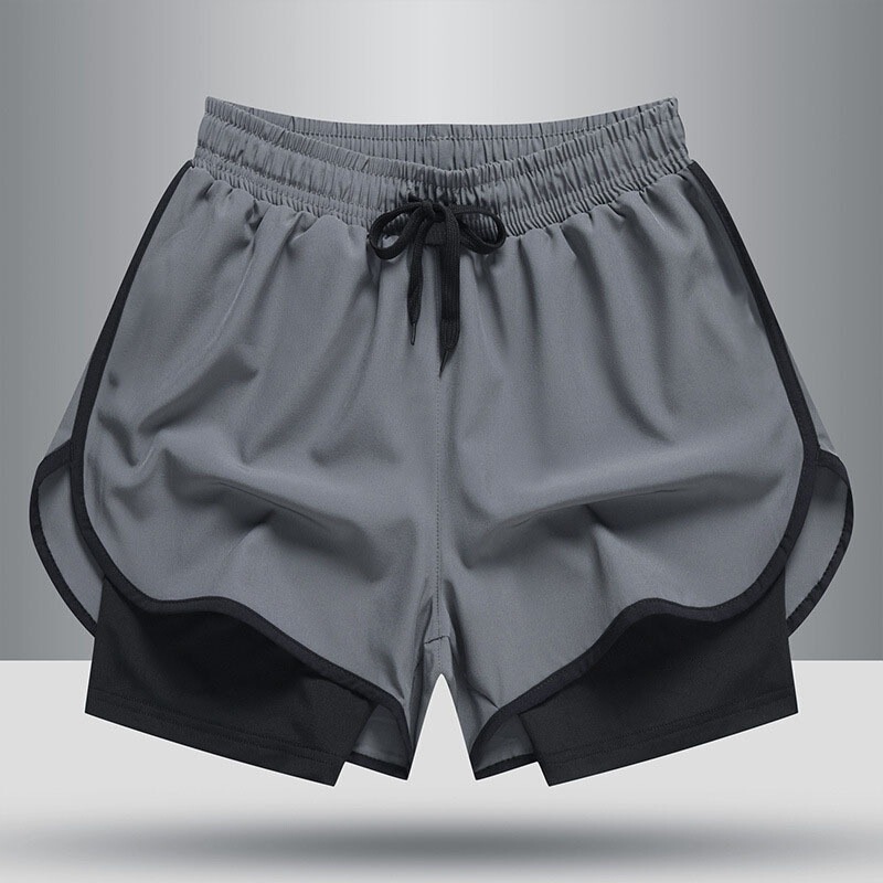 Summer Quick-Drying Sports Shorts Men's High-Elastic Training Breathable Running Fitness Fake Two-Piece Anti-Exposure Yoga Pants