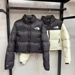 跨境北家肯豆刺绣女士休闲经典高腰短款面包服棉衣外套秋冬季立领