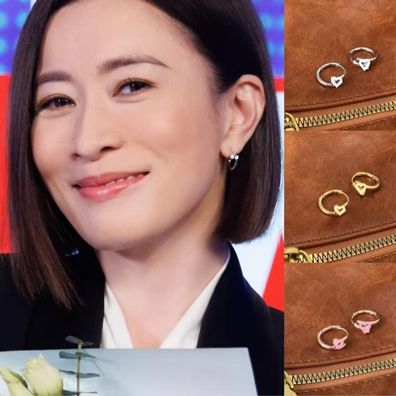 News Queen Man Sister Wen Huixin's Same Style Nail Hoop Earrings, High-End Ins Style Super Shiny Zircon Foreign Trade Earrings for Women