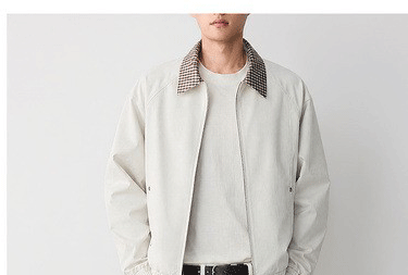 Áo khoác bomber nam cổ lật kẻ caro phong cách công sở — đen chi tiết 14