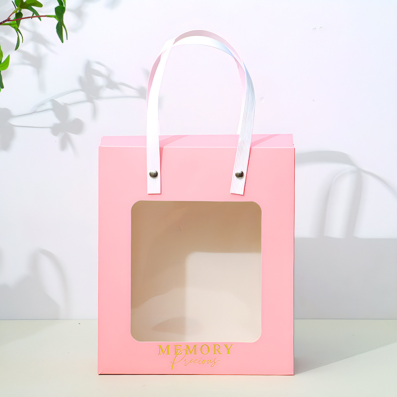 Nuevo bolso de ventana personalizado de alta gama regalo de cumpleaños bolsa de regalo bolsa de papel boda boda compañero de mano bolsa de regalo