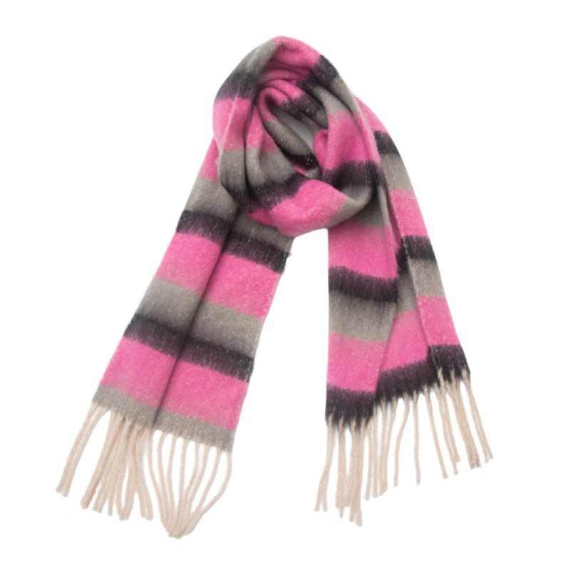 770g Weight Scarf Classification Daily Occasion Polyester Material Stripe Pattern Autumn&Winter Season Women's Gender Tassel Design Casual, Simple Style Style Women's Casual Simple Style Stripe Polyester Tassel Scarf 6