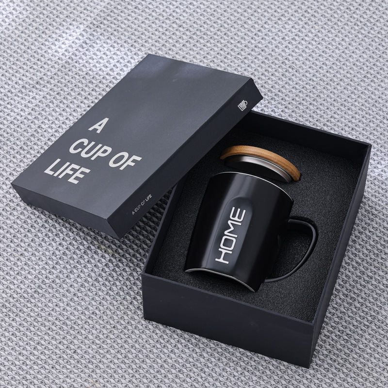 Tazas de cerámica talladas tazas de café tazas de agua tazas de acero inoxidable tazas de oficina cubiertas de bambú LOGO publicidad
