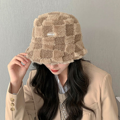 羊の小毛の漁師の帽子の女性の日本のチェス盤の格は色のバケツの帽子を合わせます。