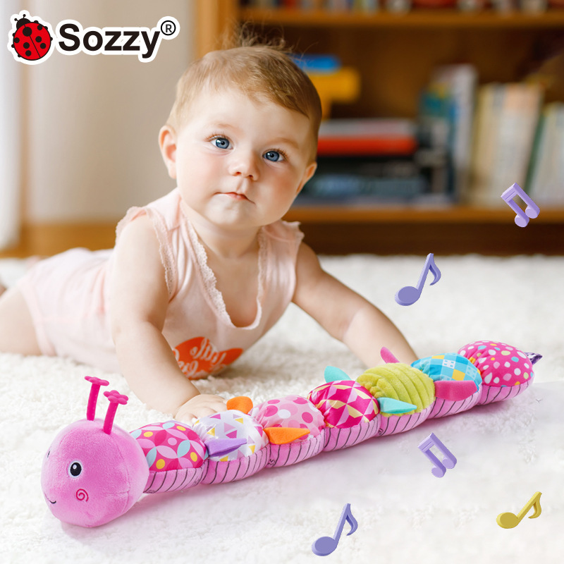 Sozzy oruga de goma, regla de altura, recién nacido, muñeca de peluche, muñeca de educación temprana, juguete de iluminación para bebés