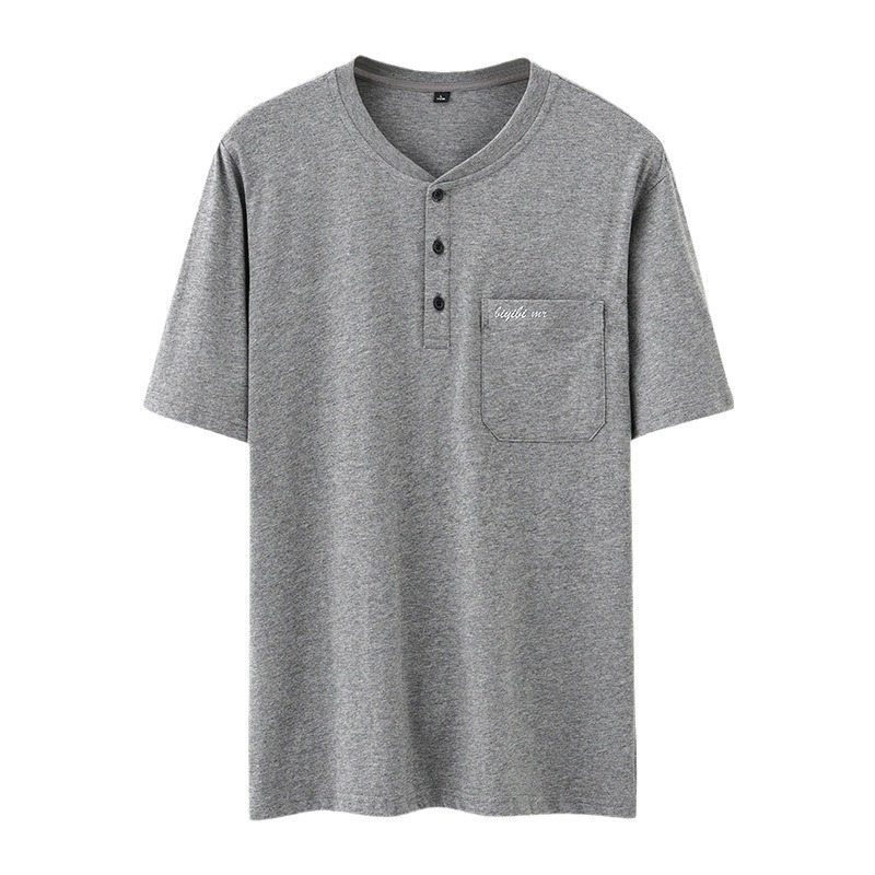 Middle-aged Men's Cotton Short-sleeved T-shirt plus size Loose Summer Casual Breathable Sweat-absorbent Cotton Old Man T-shirt for Dad