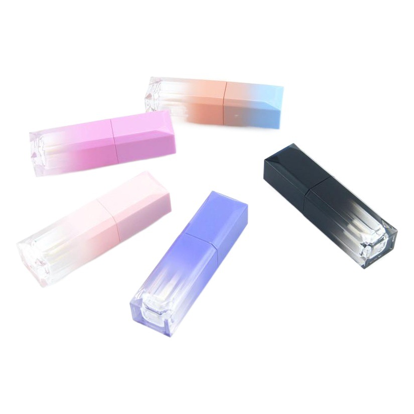 En stock al por mayor gradiente multicolor 5ML tubo de brillo labial tubo de esmalte de labios tubo de lápiz labial tubo vacío logotipo impreso