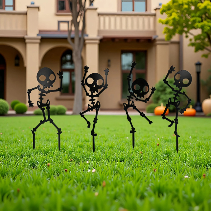 Amazon クロスボーダー ハロウィン メタル ブラック スカル ファニー カード 屋外 中庭 庭の装飾|undefined