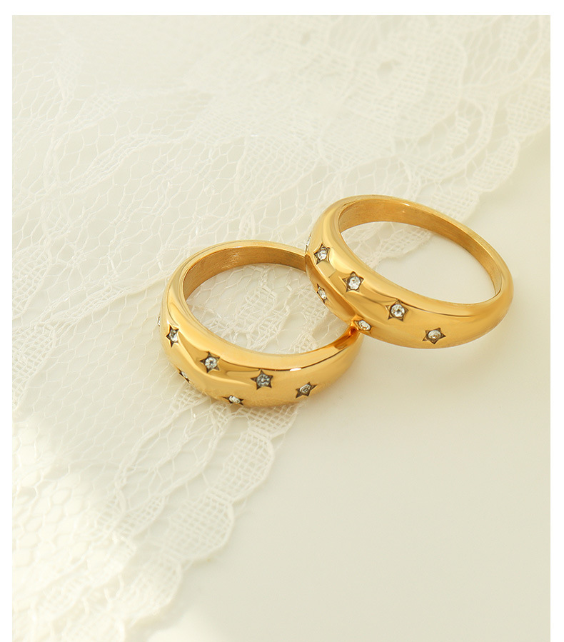 European and American gypsophila gold titanium steel 18K gold rings