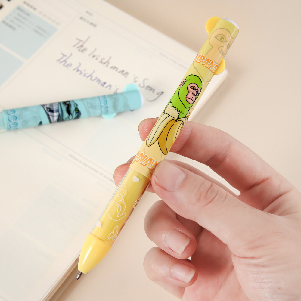 Cartoon series de bolígrafo de dos colores azul y negro bolígrafo de papelería para estudiantes pequeños regalos
