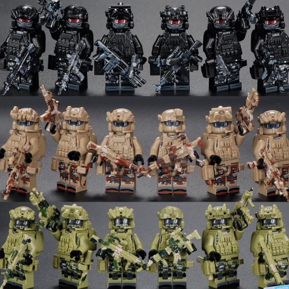 中国の積み木の軍事人の子の兵士の特殊兵の警察の小さい人形の子供の益智は男の子のおもちゃのジグソーパズルを詰めます。