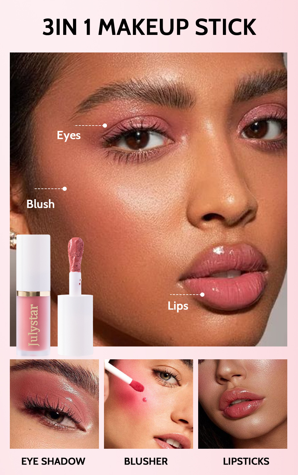 Julystar Facial Blush, Long-lasting Pearlescent Lip Brightening, Natural Highlight Contouring Liquid Set Wholesale Item Picture