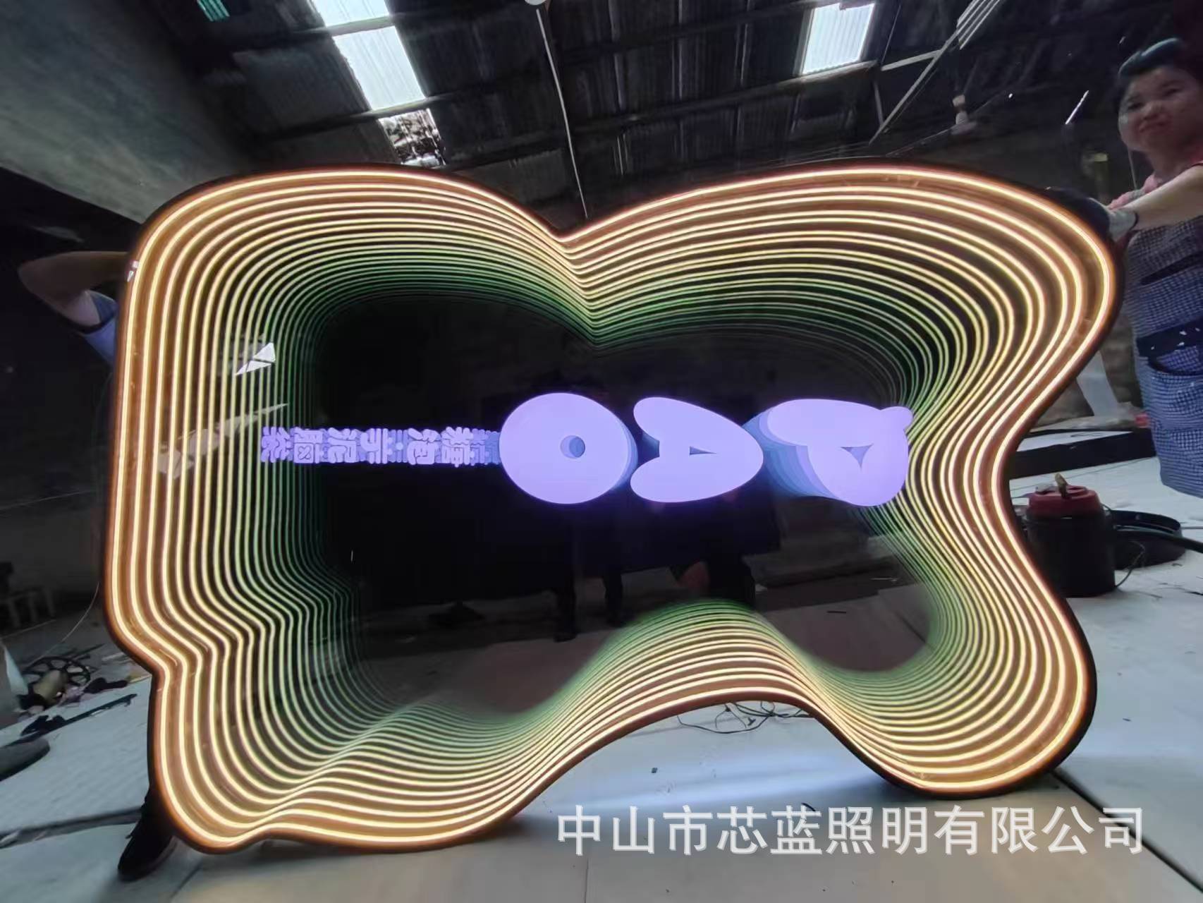 Abismo lazanospejo LED de fondo de puerta de red lámpara de cartel caja de neón al aire libre estereoscópico cartel publicitario de carácter luminoso