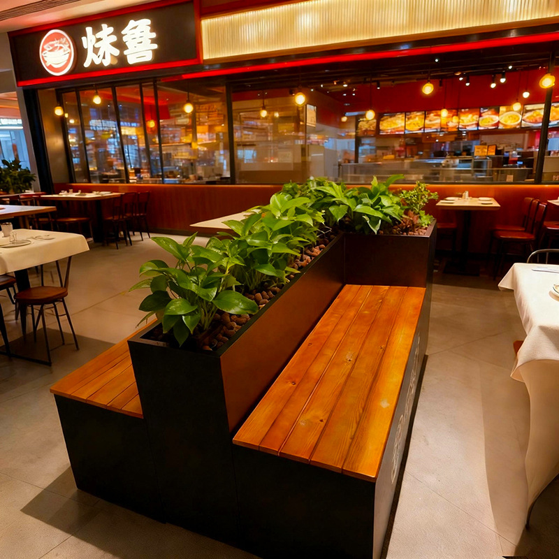 屋外ステンレス鋼フラワーボックスバルコニー植栽ボックス広場商業街長方形花壇鉄製完成品フラワーチャンネル