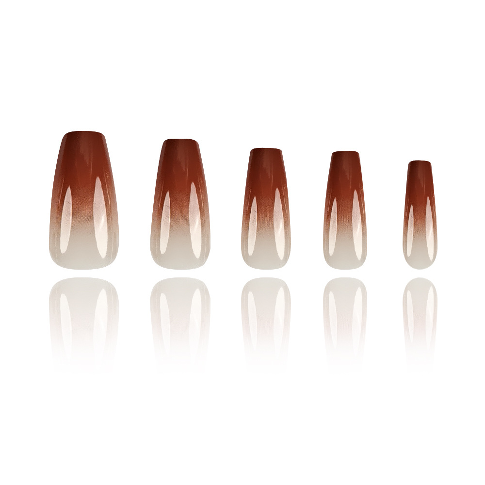 Comercio exterior castaña gradiente de manicure, temperamento largo de ballet, 24 piezas de uñas falsas desmontables image 5