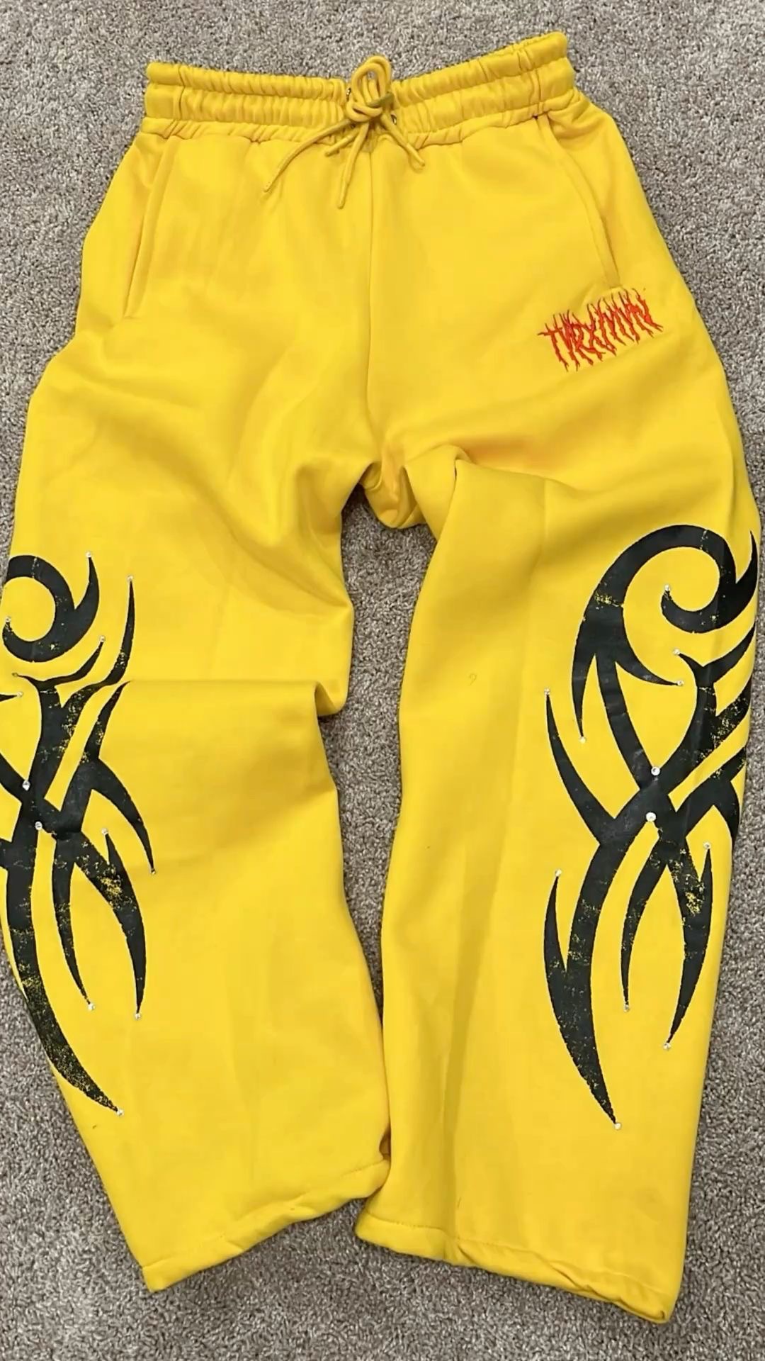 Pantalones deportivos de pierna ancha con cintura elástica para hombre, estilo europeo y americano, modernos, retro, hip-hop, rap, estampados urbanos, informales