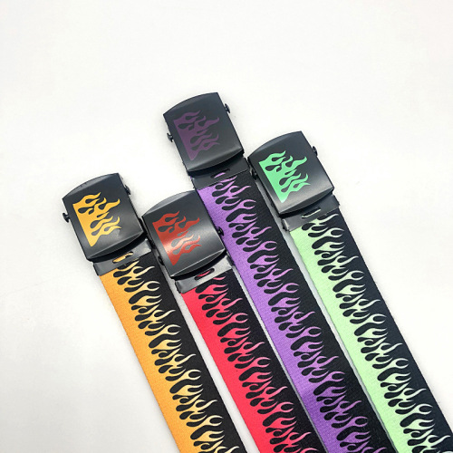 Trendy brand Harajuku fashionable hip-hop belt Korean style trendy men's canvas belt personalized casual flame nylon belt