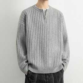 秋冬季新款圆领新款毛衣男士新品衫慵懒风线衣外套宽松内搭羊毛衫