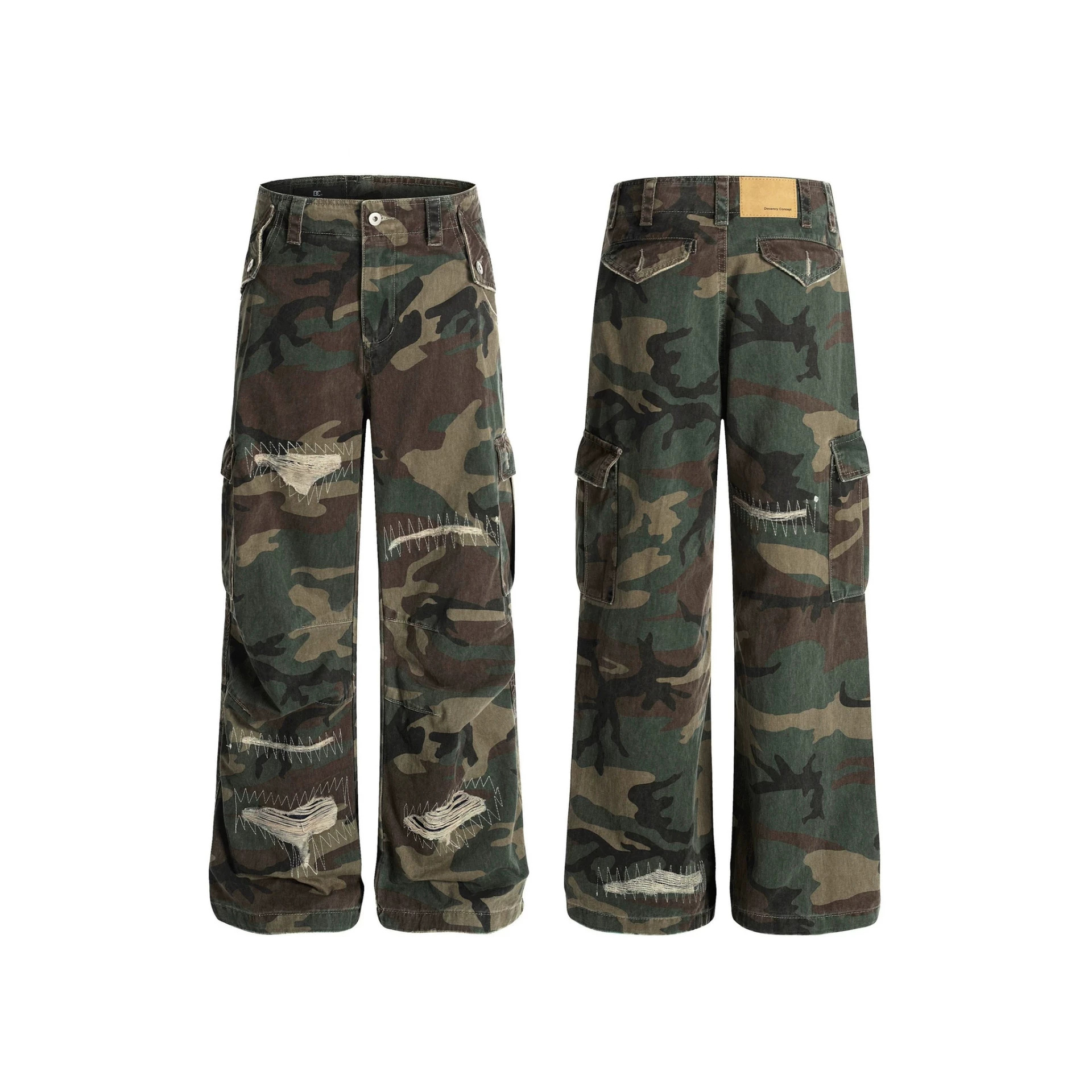 Vintage Cargo Hose Herren Im Militär Stil Mit Taschen Und Patchwork_voghion.com
