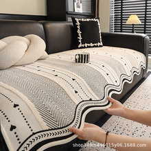 异形沙发垫四季通用直排波浪边坐垫子2025新款雪尼尔防滑抗皱盖布