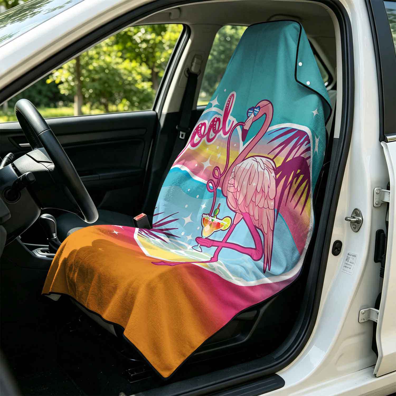 Printed bath towel and car seat cover 2-in-1, ultra-fine fiber outdoor beach and car dual-use universal seat cushion