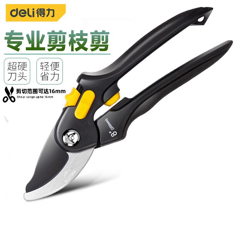 得力工具 DL2789A修枝剪8寸 果枝剪园艺剪家用省力果树园林剪刀修
