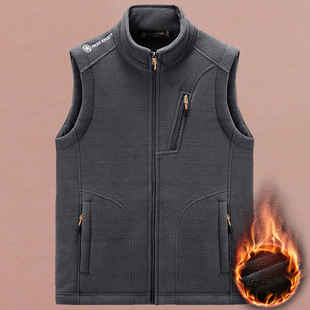 New Men's Fleece Vest Winter Outdoor Fleece-lined Thickened Fleece Loose Fleece Collar Vest