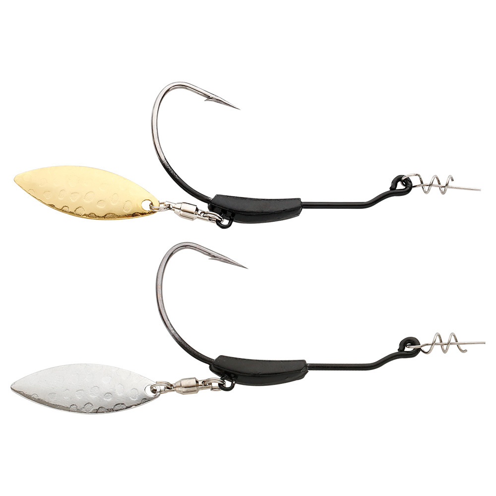 寶特 高碳鋼曲柄鈎帶鉛配旋轉亮片路亞軟蟲鈎寬腹路亞曲柄鈎批發