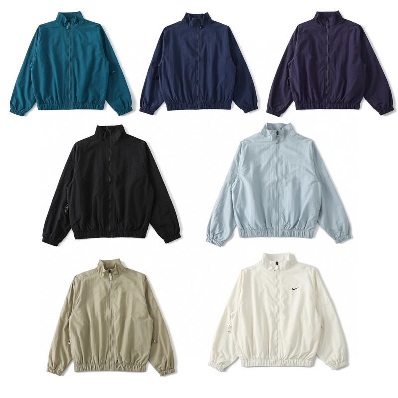Gaoding Swoosh Hook Embroidered Logo Lab Ling Collar Vintage Couple Sports Casual Zipper Jacket Coat