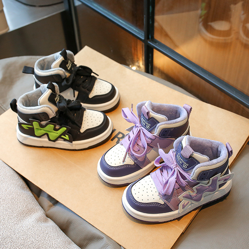 2024 Winter Kinder Board Big Zunge High Top Sport Männer Frauen Samt und Baumwolle warm, modische Lauf_voghion.com