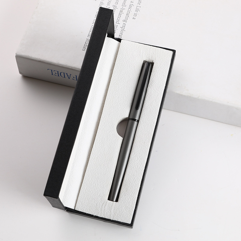 Pluma de firma de metal comercial de alta calidad, caja de regalo, logotipo personalizado, publicidad, grabación de pluma neutra