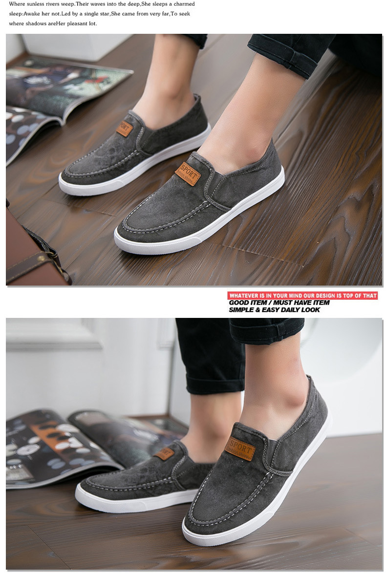 Męskie Slip On Canvas Flat Boat Yachting Deck Plimsoll Casual Pumps Shoes_voghion.com